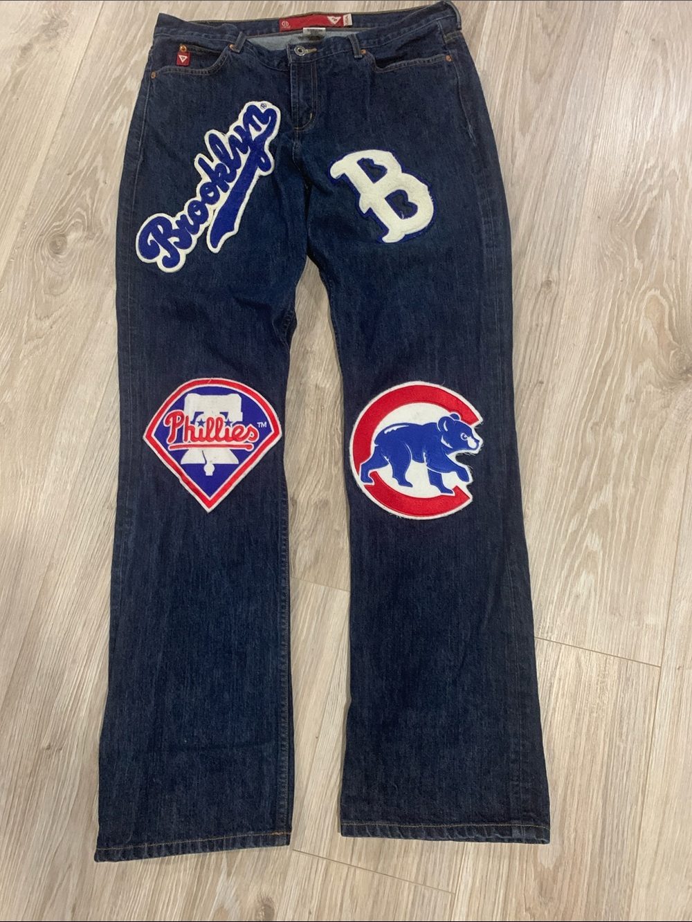 Guess Dark Blue Denim Jeans with Red Logo Patch